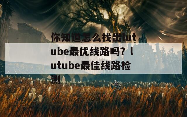 你知道怎么找出lutube最优线路吗？lutube最佳线路检测