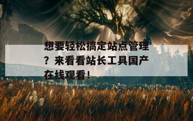 想要轻松搞定站点管理？来看看站长工具国产在线观看！