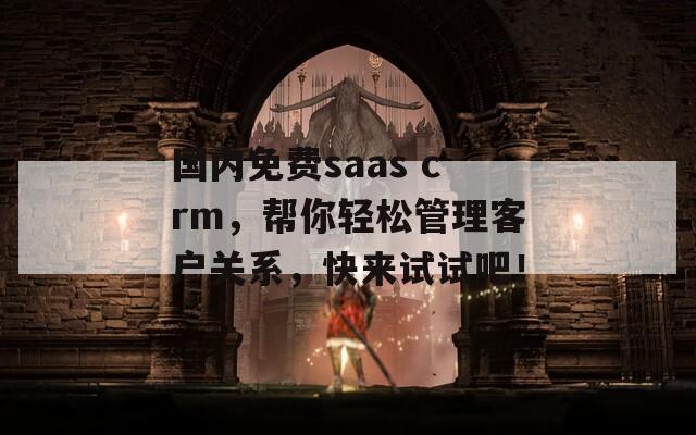 国内免费saas crm，帮你轻松管理客户关系，快来试试吧！