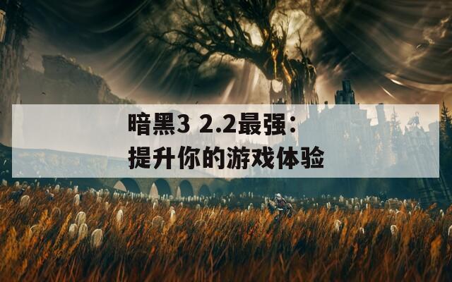 暗黑3 2.2最强：提升你的游戏体验