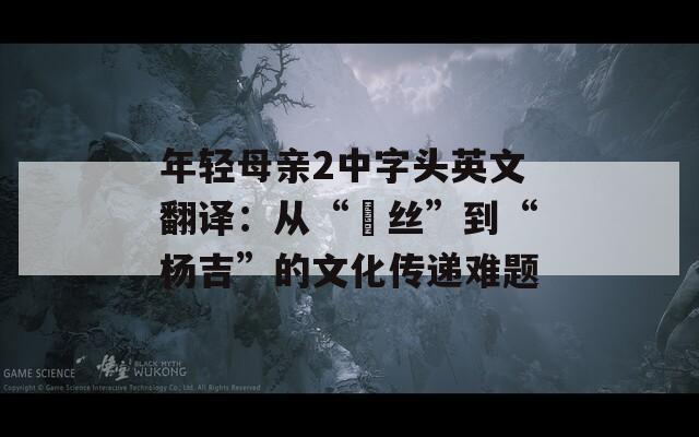 年轻母亲2中字头英文翻译：从“屌丝”到“杨吉”的文化传递难题