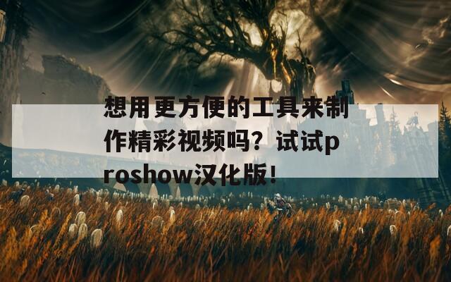 想用更方便的工具来制作精彩视频吗？试试proshow汉化版！