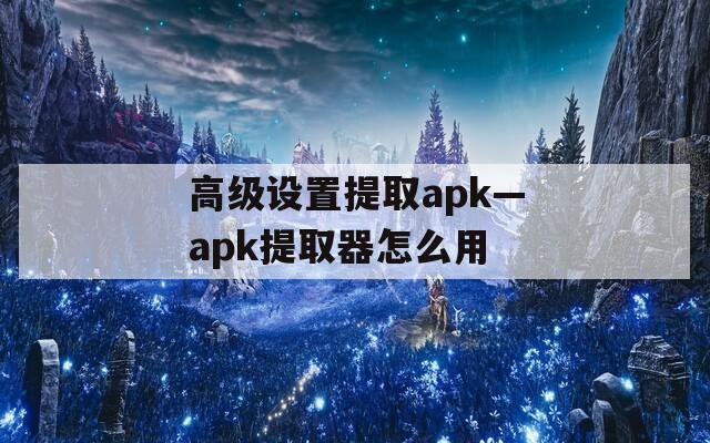 高级设置提取apk—apk提取器怎么用