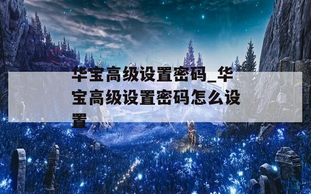 华宝高级设置密码_华宝高级设置密码怎么设置