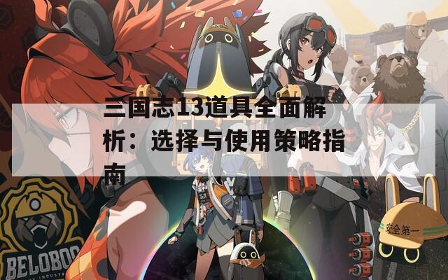 三国志13道具全面解析：选择与使用策略指南