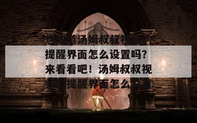 想知道汤姆叔叔视频的提醒界面怎么设置吗？来看看吧！汤姆叔叔视频的提醒界面怎么设置