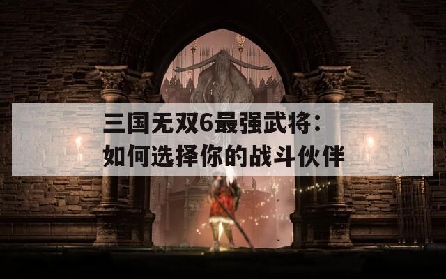 三国无双6最强武将：如何选择你的战斗伙伴